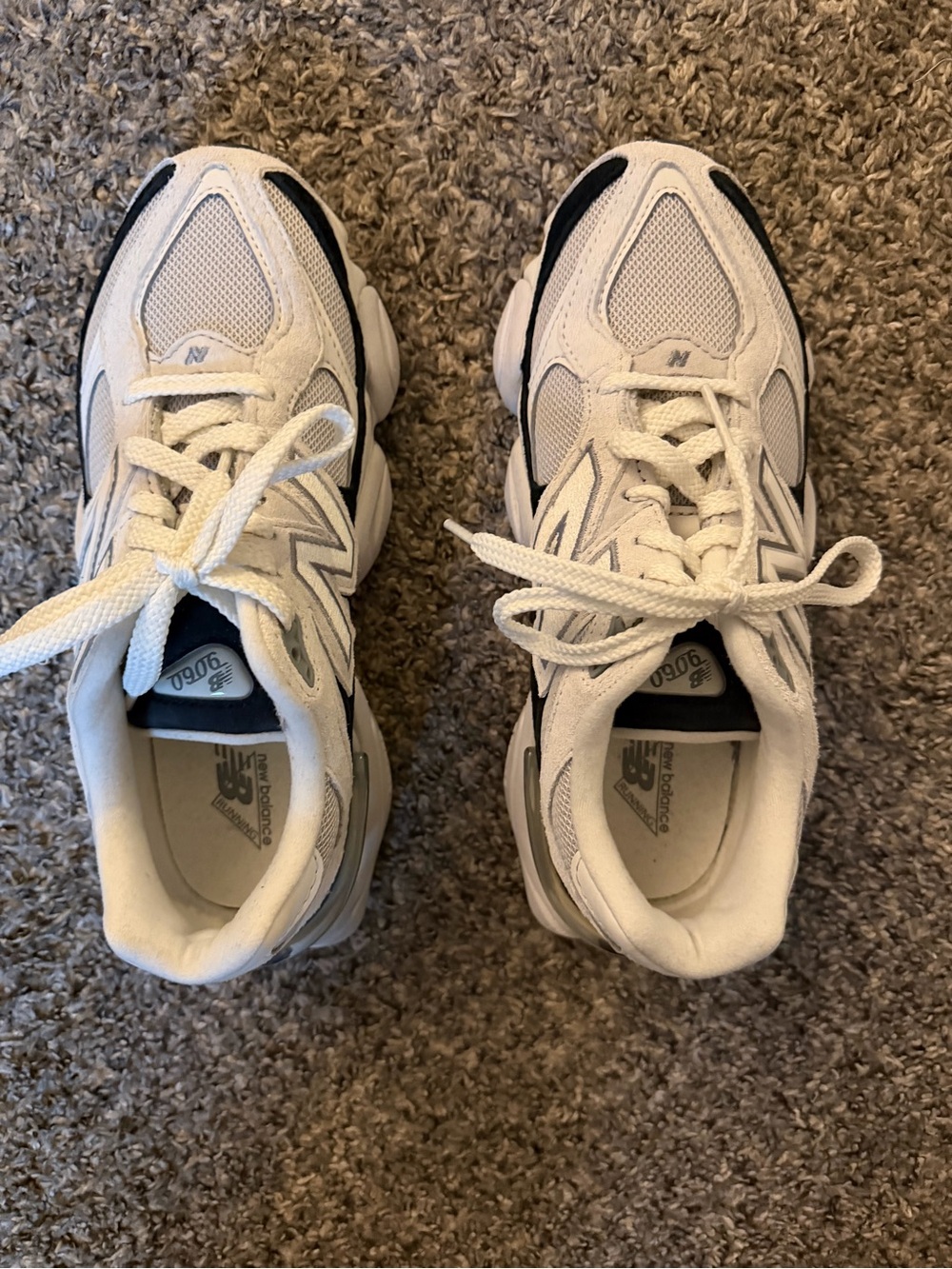 New Balance 9060 White and Light Gray Athletic Sneakers